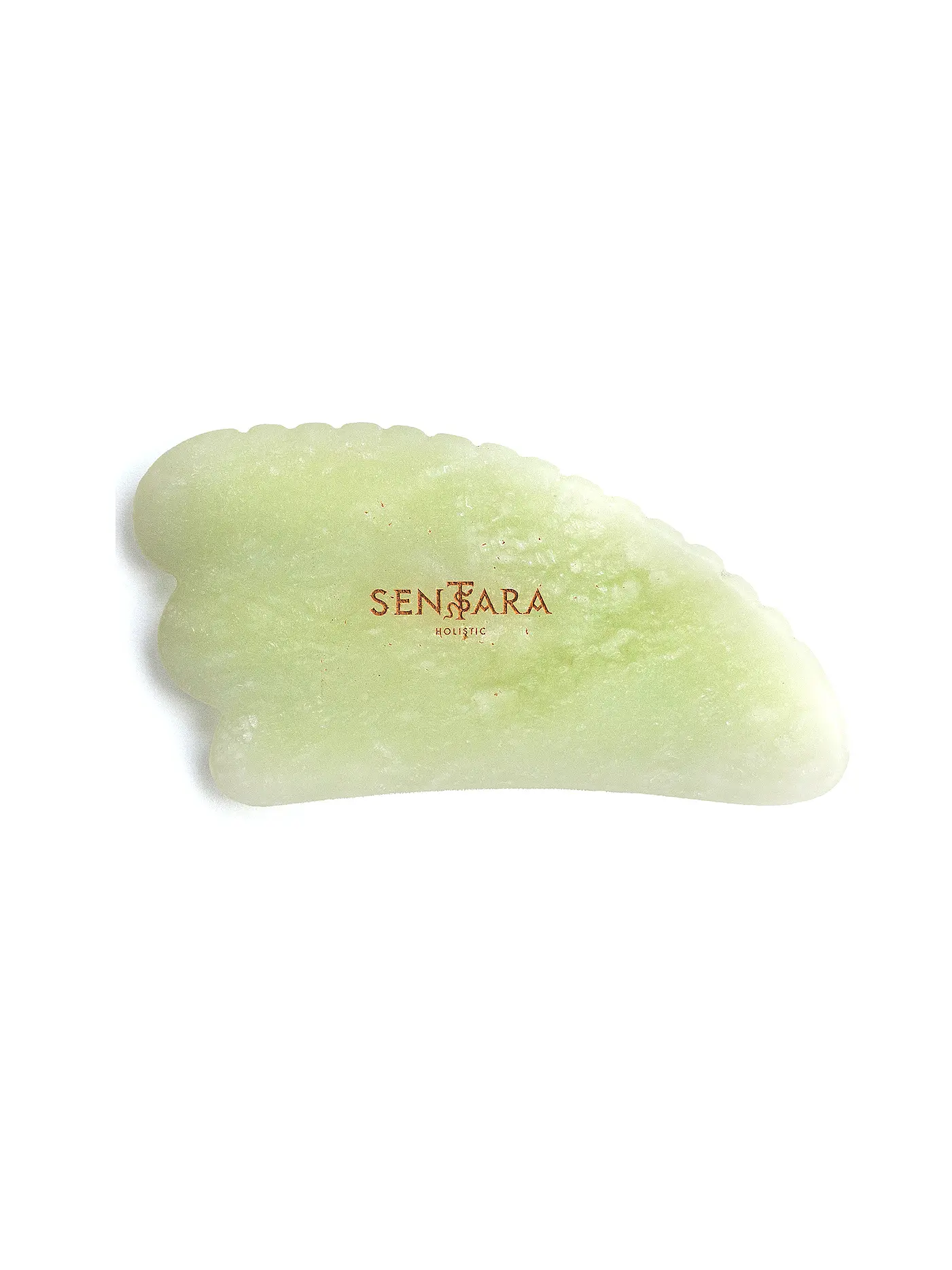 SENTARA | Massagestein - Gua Sha Horn mit Zähnen Gruene Jade | 